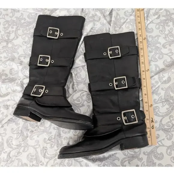 Coach Jordan tall black leather moto riding boots size 6 - Picture 11 of 15